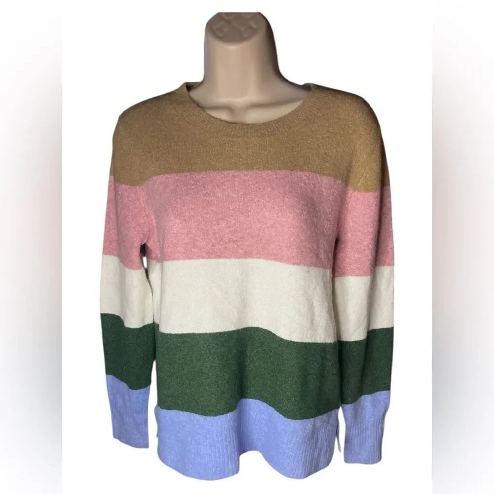 NWOT J.Crew ColorBlock Crew Neck Extra Soft tan/mushroom,pink,green,blu